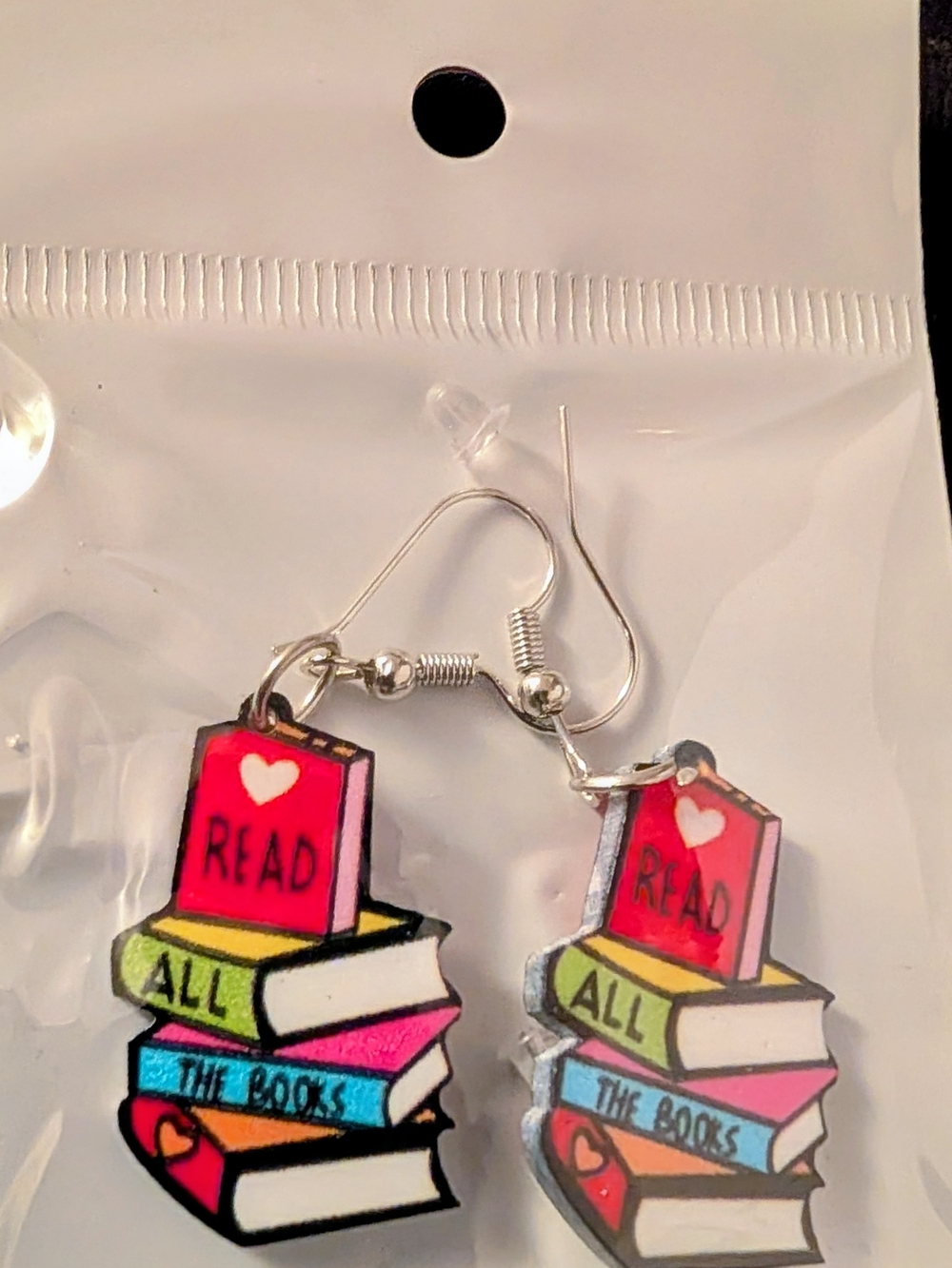 Hand Crafted Red & Pink Stack of Books Earrings